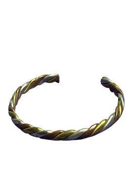Vintage 3 Tone Metal Twisted Cuff Bracelet 6.25 inches